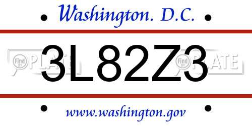 3L82Z3 District Of Columbia License Plate