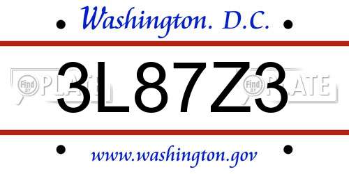 3L87Z3 District Of Columbia License Plate