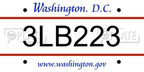 3LB223 District Of Columbia License Plate