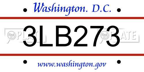 3LB273 District Of Columbia License Plate