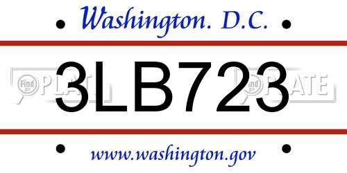 3LB723 District Of Columbia License Plate