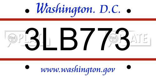 3LB773 District Of Columbia License Plate
