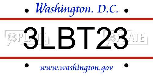 3LBT23 District Of Columbia License Plate
