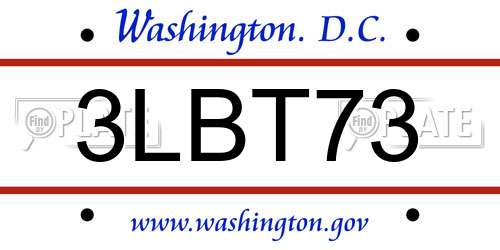 3LBT73 District Of Columbia License Plate