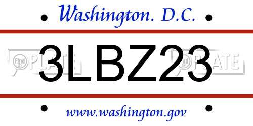 3LBZ23 District Of Columbia License Plate