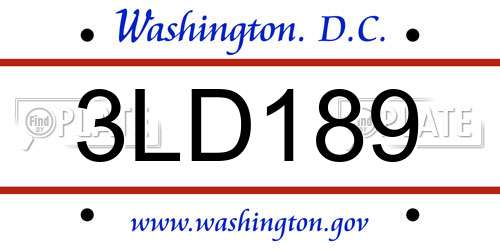 3LD189 District Of Columbia License Plate
