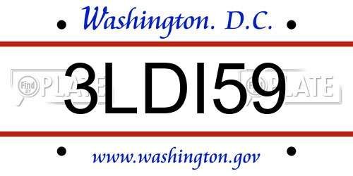3LDI59 District Of Columbia License Plate
