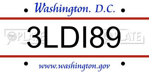 3LDI89 District Of Columbia License Plate