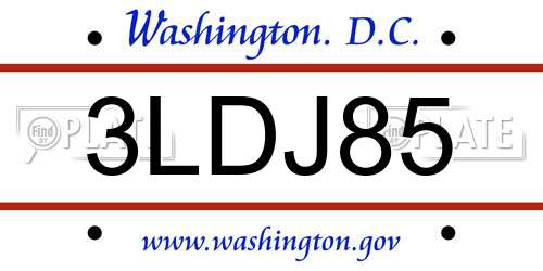 3LDJ85 District Of Columbia License Plate