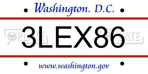3LEX86 District Of Columbia License Plate