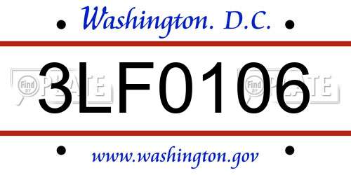 3LF0106 District Of Columbia License Plate