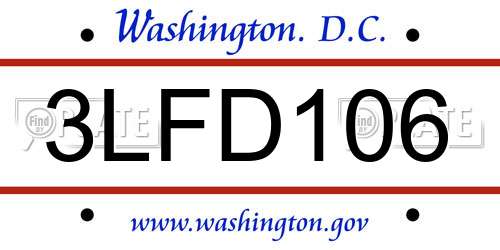 3LFD106 District Of Columbia License Plate