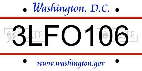3LFO106 District Of Columbia License Plate