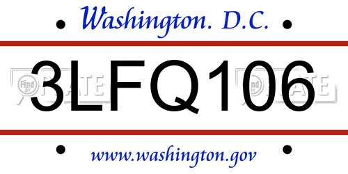 3LFQ106 District Of Columbia License Plate