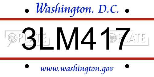 3LM417 District Of Columbia License Plate