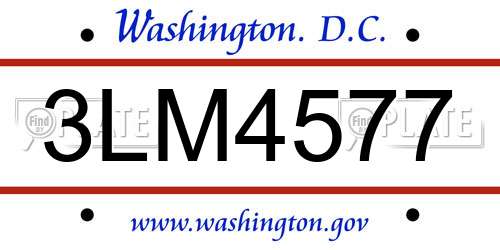 3LM4577 District Of Columbia License Plate