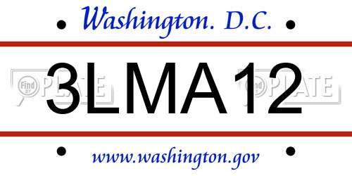 3LMA12 District Of Columbia License Plate