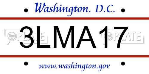 3LMA17 District Of Columbia License Plate
