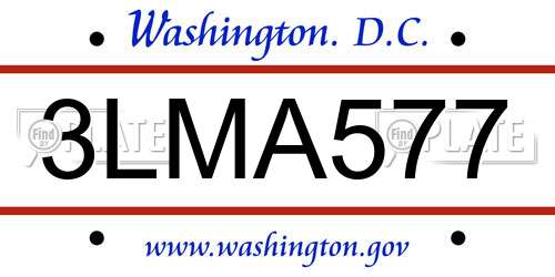 3LMA577 District Of Columbia License Plate