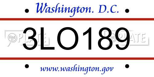 3LO189 District Of Columbia License Plate