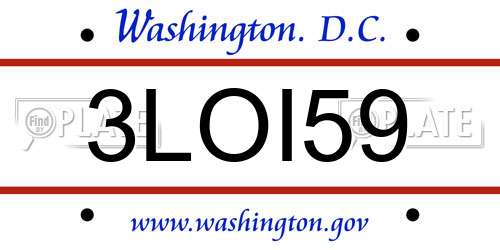 3LOI59 District Of Columbia License Plate