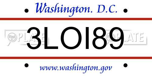 3LOI89 District Of Columbia License Plate