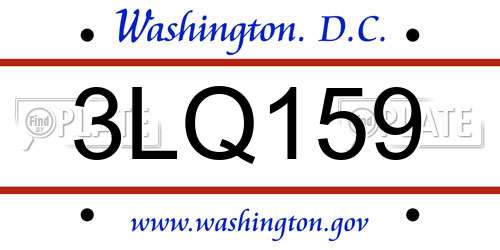 3LQ159 District Of Columbia License Plate