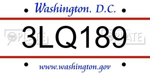 3LQ189 District Of Columbia License Plate