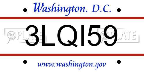 3LQI59 District Of Columbia License Plate