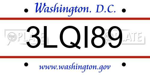 3LQI89 District Of Columbia License Plate