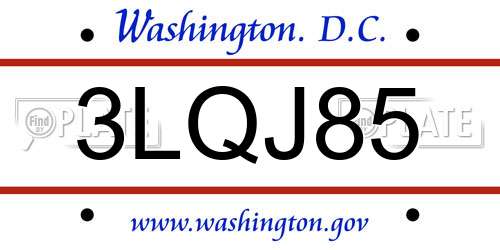 3LQJ85 District Of Columbia License Plate