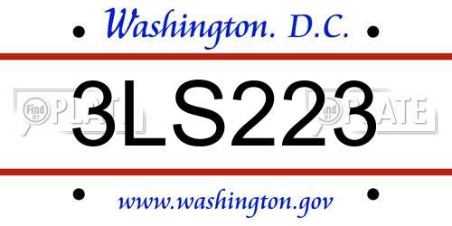 3LS223 District Of Columbia License Plate