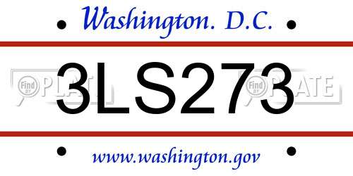 3LS273 District Of Columbia License Plate