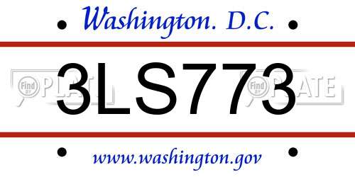 3LS773 District Of Columbia License Plate