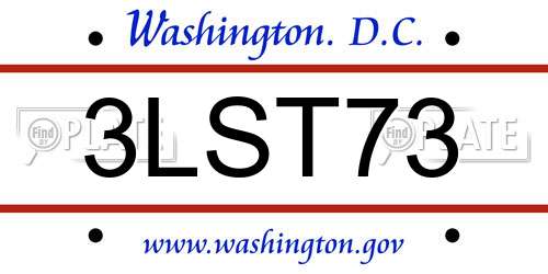 3LST73 District Of Columbia License Plate