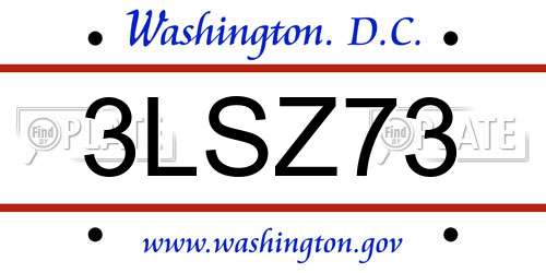 3LSZ73 District Of Columbia License Plate