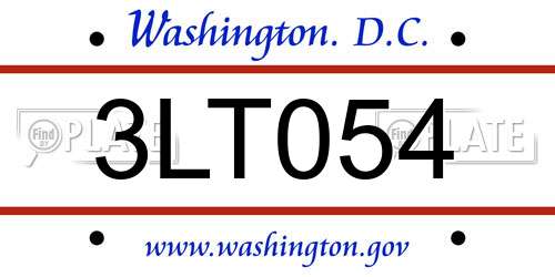3LT054 District Of Columbia License Plate