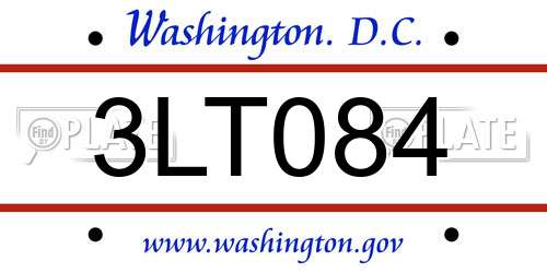 3LT084 District Of Columbia License Plate