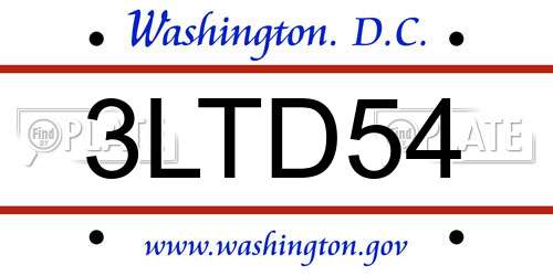 3LTD54 District Of Columbia License Plate