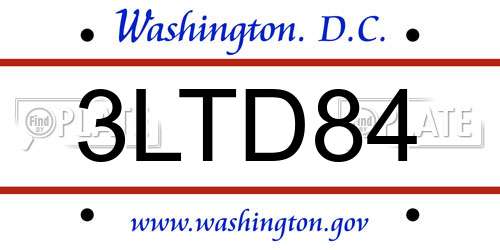 3LTD84 District Of Columbia License Plate