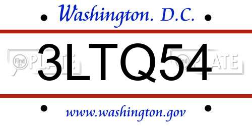 3LTQ54 District Of Columbia License Plate