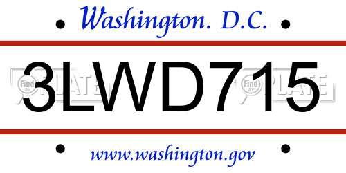 3LWD715 District Of Columbia License Plate