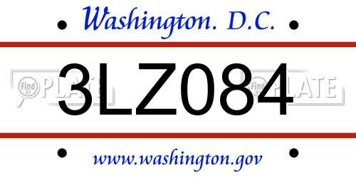 3LZ084 District Of Columbia License Plate