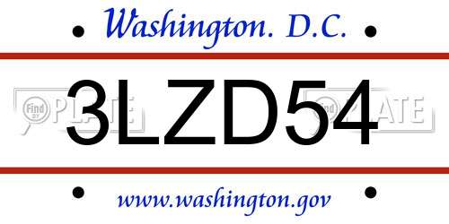 3LZD54 District Of Columbia License Plate