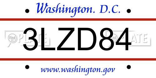 3LZD84 District Of Columbia License Plate