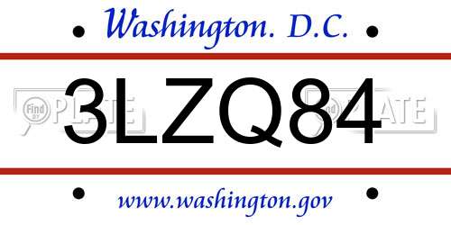 3LZQ84 District Of Columbia License Plate