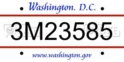 3M23585 District Of Columbia License Plate