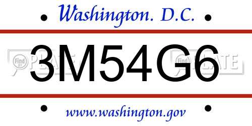 3M54G6 District Of Columbia License Plate