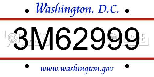 3M62999 District Of Columbia License Plate