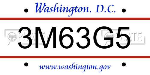 3M63G5 District Of Columbia License Plate